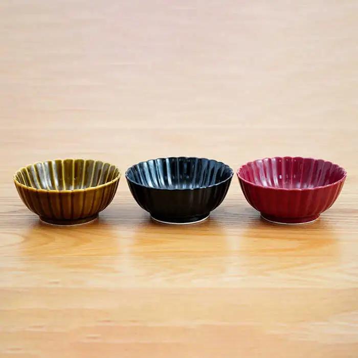 【波佐見焼】花しのぎ 小鉢 （鶯茶・墨・紅） 3点セット 食器 皿 【団陶器】 [PB102] 波佐見焼