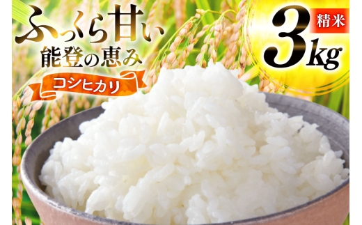 米 令和7年産 コシヒカリ 精米 3kg [能登ファーム志賀 石川県 志賀町 CH4012] コメ こめ ご飯 ごはん 白米 令和7年 こしひかり お米 精米 能登 3キロ