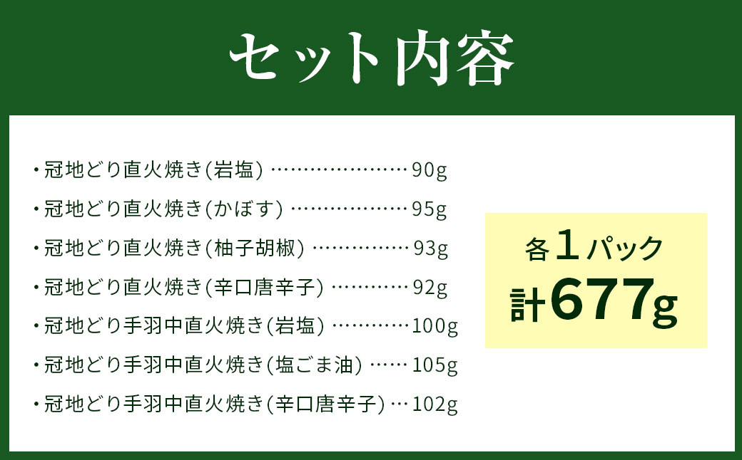 おおいた冠地どり 直火焼き 7種 セット 各1パック