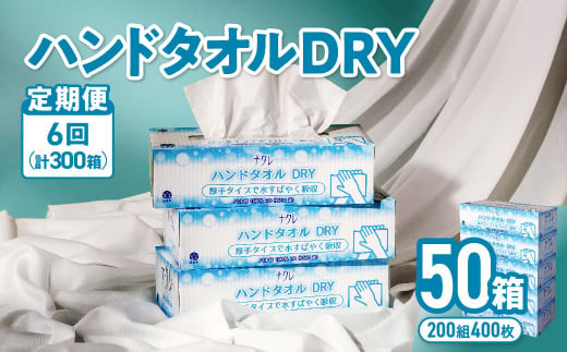 【6回配送/毎月届く定期便】ナクレ ハンドタオルDRY 50個 ペーパー タオル 紙  厚手 ティッシュ キッチン 日用品 消耗品 防災 収納 備蓄 金ケ崎 金ヶ崎