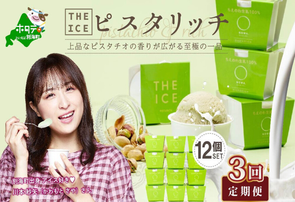 【毎月定期便】【THE ICE】ピスタリッチ12個セット×3ヵ月定期便【be003-1069-100-3】( アイス ジェラート )