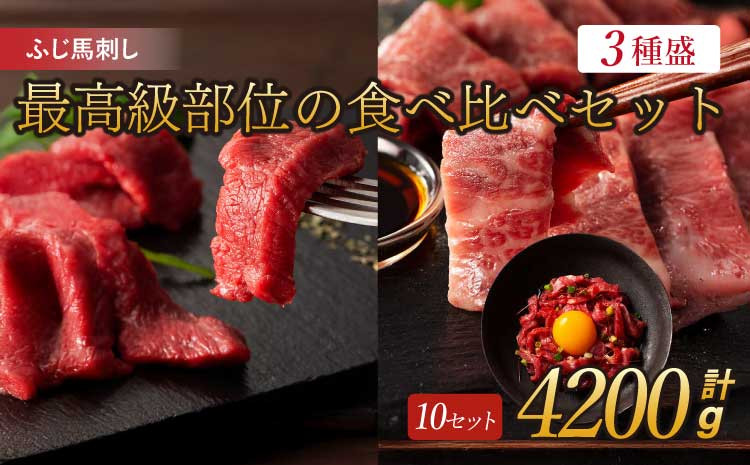 
フジチクふじ馬刺し最高級部位の食べ比べセット 各20個 計約4200g ふじ馬刺し 馬刺し 馬刺

