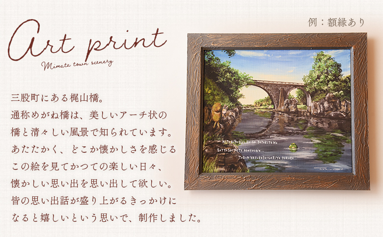＜複製画 1枚（額縁あり）＞ ふるさと納税限定 動物の 町の風景 画 熊 クマ くま 兎 ウサギ うさぎ 河童 カッパ かっぱ イラスト インテリア アートプリント アーティスト 画家 絵本作家 To
