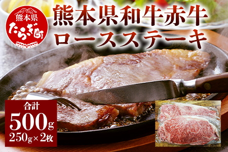 【ステーキ】 熊本県産 赤牛 ロースステーキ 2枚 計500g 【 和牛 ロース 牛肉 冷凍 ステーキ 】 030-0230