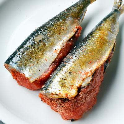 ふるさと納税 赤村 【発送月固定定期便】さば明太 いわし明太各6枚セット　福岡名物辛子明太子使用(赤村)全3回 |  | 02