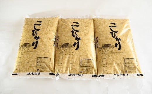 こしひかり15kg（5kg×3袋）をお届けします。