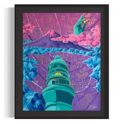 ふるさと納税 御前崎市 世界に一つだけ!アクリル絵画オーダー作品 F10(530mm×455mm)　御前崎の風景　ブラック額