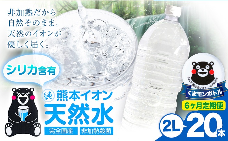 【6ヶ月定期便】熊本イオン純天然水 ラベルレス 2L×20本 《お申込み翌月から出荷)》2l 水 飲料水 ナチュラルミネラルウォーター 熊本県 玉名郡 玉東町 完全国産 天然水 くまモン パッケージ---gkt_lcl_484_20h6tei---