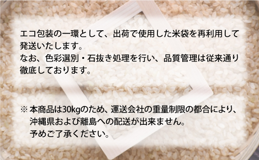 ■数量限定■ 令和8年9月中旬発送 ＜令和7年産＞ はえぬき 【玄米】 30kg （30kg×1袋） 沖縄県・離島配送不可　大蔵村