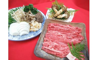 期間・数量限定 亀岡牛上ロースすき焼きと特上松茸セット2～3人前（焼松茸用柚子しょうゆ付）＜丹波四季菜料理 宮本屋＞｜牛肉 ブランド牛 松茸 特上松茸　※2026年9月～発送