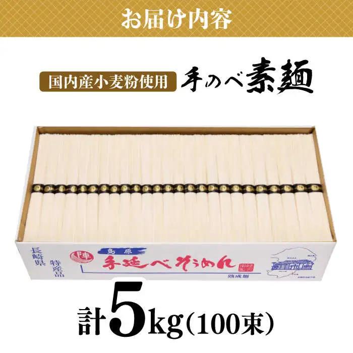 【手のべ陣川】 島原 手延べ そうめん 5kg / S-50 / そうめん 島原そうめん 手延べ 麺 素麺 / 南島原市 / ながいけ [SCH022]