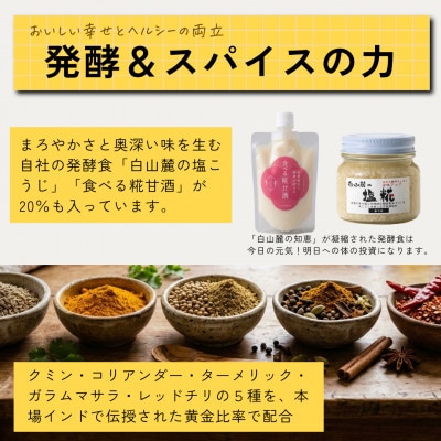 発酵スパイスカレー6個 ★白山麓のW発酵とスパイス5種  クセになる旨辛 グルテンフリー＆無添加【配送不可地域：離島】