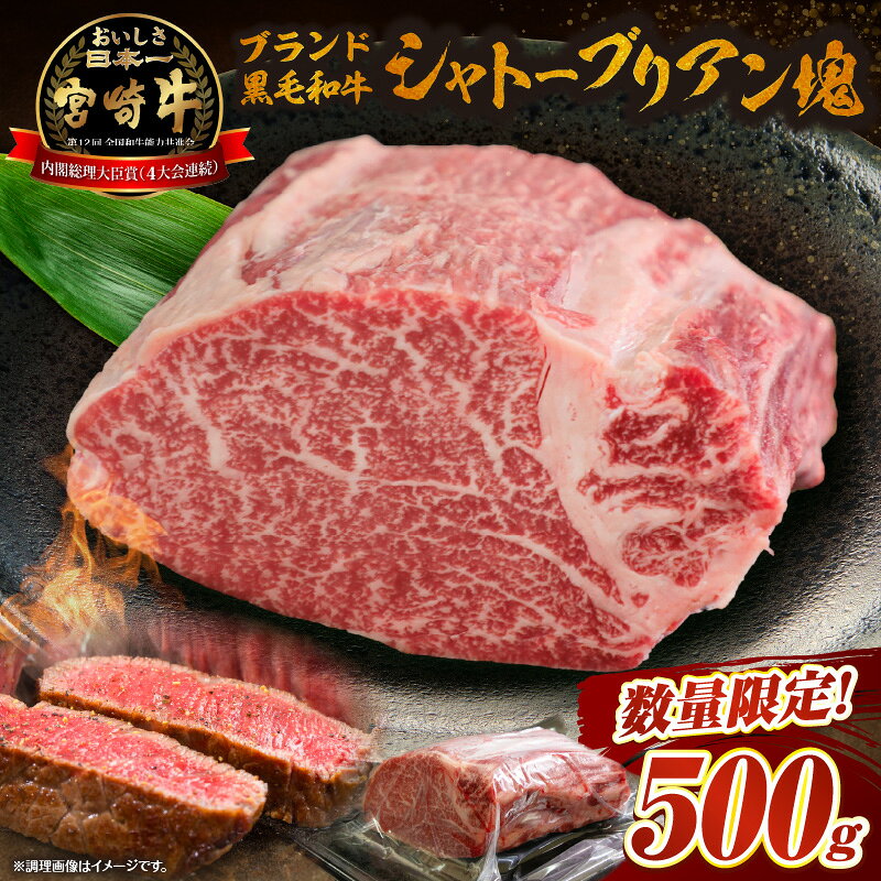 【ふるさと納税】【数量限定】ブランド黒毛和牛宮崎牛シャトーブリアン塊 500g
