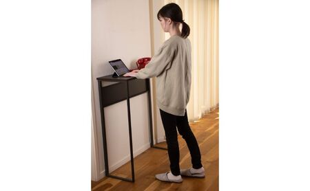 【＆FREL】U3ハイテーブル1235 天板グレー 幅120 奥行35 高さ100【ブラック】【ホワイト】 国産家具 組立簡単 ホワイト
