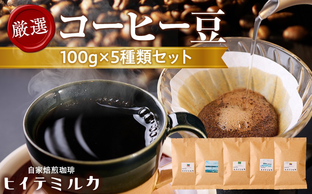 
                  厳選コーヒー豆100g×5種類セット　珈琲 珈琲豆 コーヒー コーヒー豆 
                
