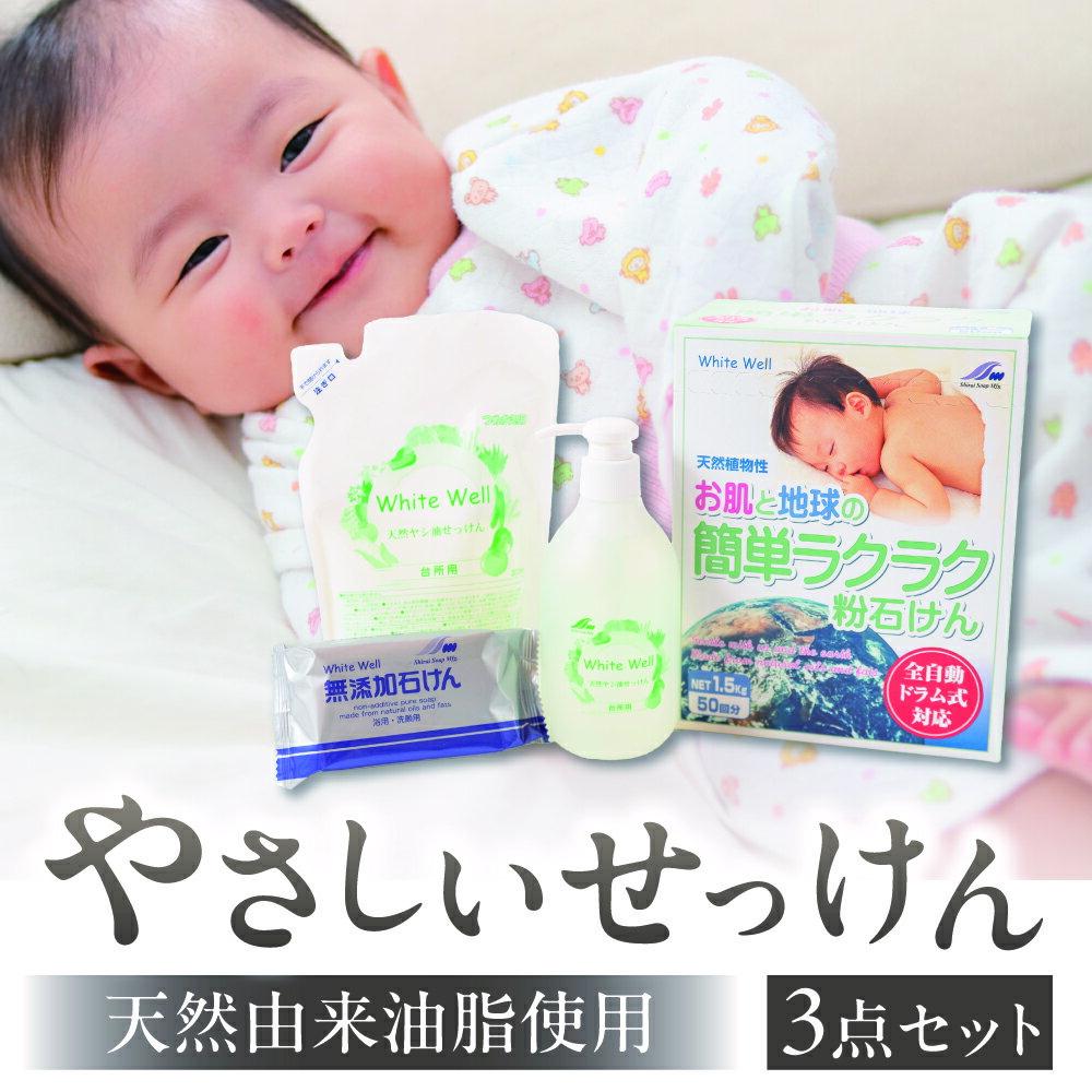 【ふるさと納税】やさしい石鹸セット 天然石鹸 日用品 ボディソープ せっけん ヤシ油洗剤 食器用洗剤 粉せっけん 洗濯用石鹸 洗濯用洗剤 浴用 浴用石鹸 無香料 手荒れ 敏感肌 乾燥肌 アトピー肌 の方におすすめ 石鹸 石けん 愛知県 豊橋市10000円 1万円