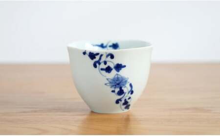 有田焼 ゆらり和カップ＆豆皿セット/帯花唐草【藍土】 フリーカップ おしゃれ 贈り物 ギフト ef011