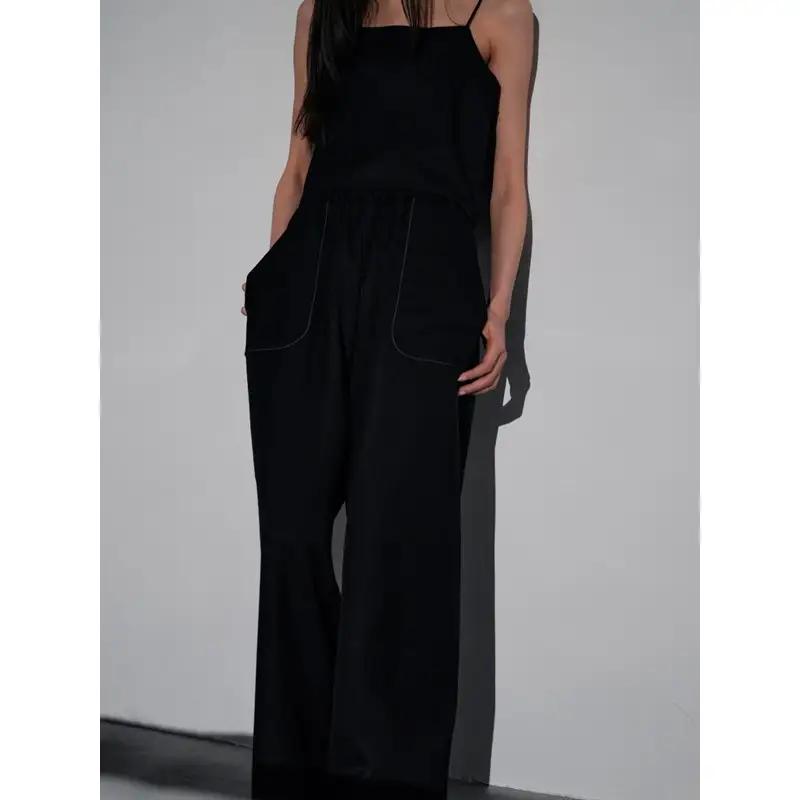 上質なシルクのリラックスパンツ【黒】表地シルク絹100%