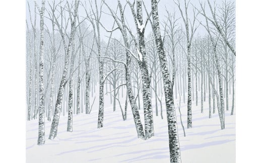 「静雪」 茶額 【 埼玉県 東松山市 版画 額付 小川手漉和紙 日本版画会 小暮真望 芸術 美術 風景 自然 送料無料 バージョン 美しい ギャラリー アーティスト アート ART 芸術 デザイン イ