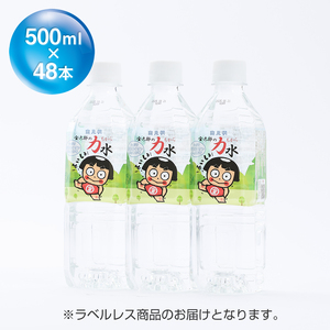 Aセット 南足柄 金太郎の力水 ラベルレス 500ml×48本（24本入×2箱）【 飲料水 天然水 ミネラル ウォーター 美味しい 水 お水 まとめ買い 災害 備蓄品 保存 神奈川県 南足柄市 】