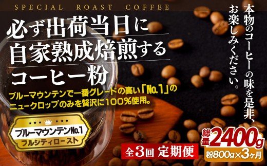
                  E281z 【3回定期便】必ず出荷日に自家熟成焙煎ブルーマウンテンNo.1粉(800g)【SASEBO Coffee TOMINAGA】人気 新鮮 挽きたて 高級コーヒー 本格
                