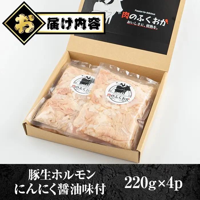 豚ホルモン にんにく 醤油味 計880g 生ホルモン 豚肉 冷凍【肉のふくおか】P79005