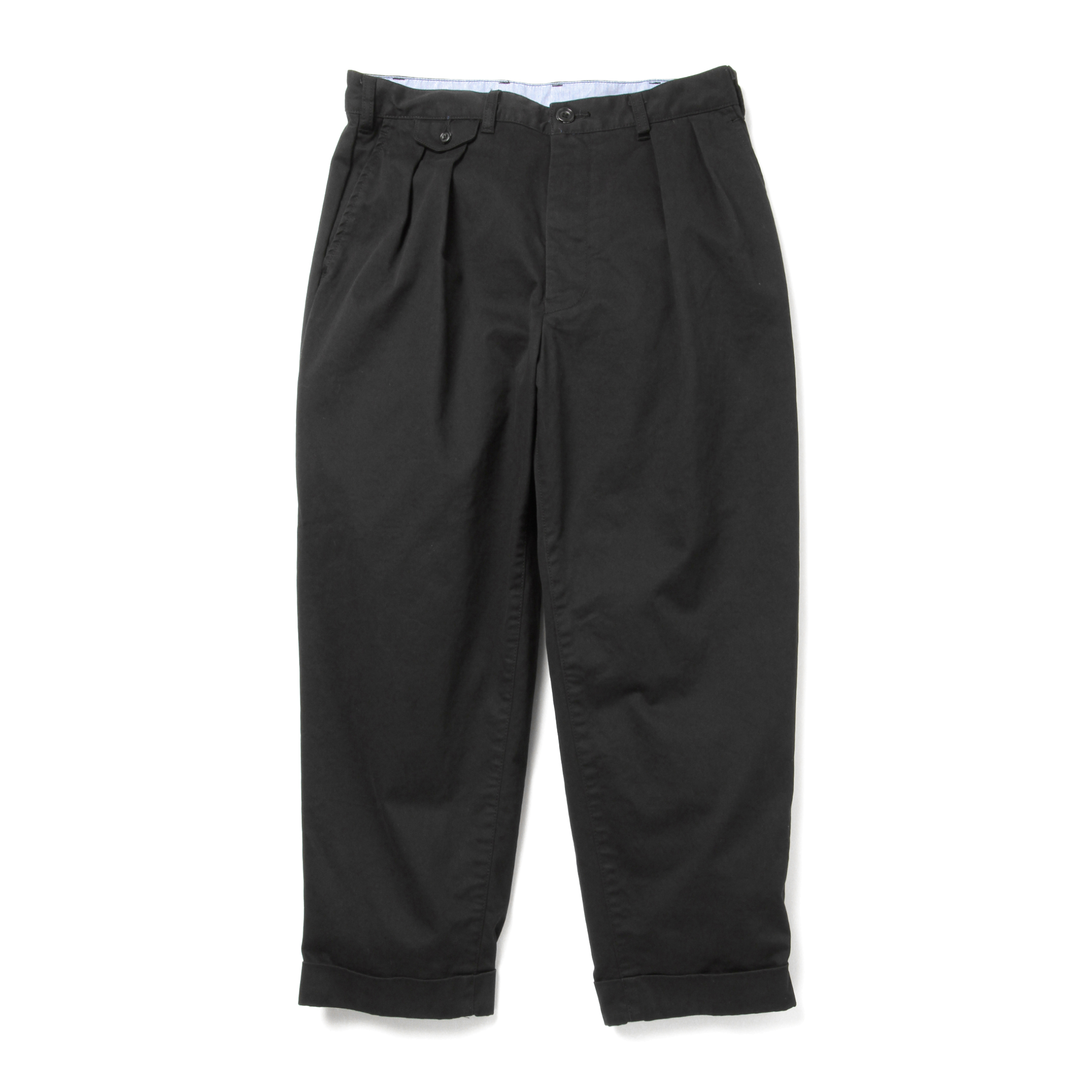 BEAMS PLUS 2プリーツ ツイル パンツ　BLACK　XL