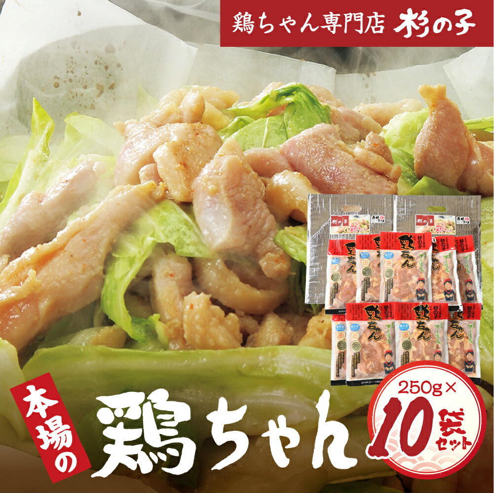 【ふるさと納税】鶏ちゃん専門店「杉の子」味付き鶏ちゃん 250g×10袋 20人前 焼肉 下呂温泉 おすすめ バーベキュー BBQ アウトドア 鶏肉 けいちゃん ケイちゃん 鶏ちゃん　味付け 焼くだけ 鶏肉料理 おかず 惣菜 時短 簡単料理 ケンミンショー 恵那鶏 ブランド肉