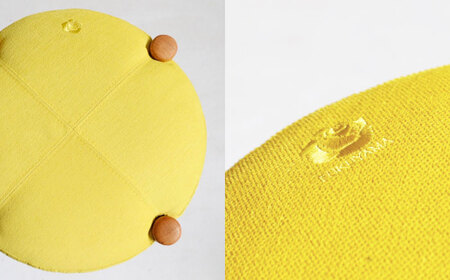 オリジナルスツール「FUKUYAMA」Mサイズ【木材：ビーチ／張地：布（YELLOW）】