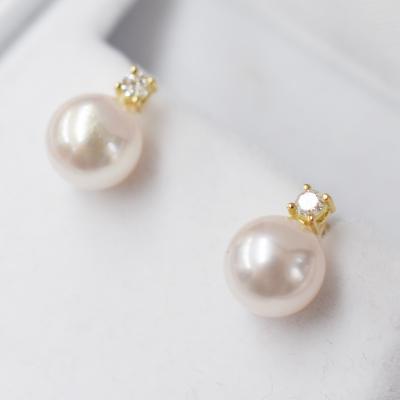 ふるさと納税 天草市 あこや真珠 7.5-8mm スタッドピアス ダイヤモンド 0.05c【K18YG】_S085-307 |  | 01