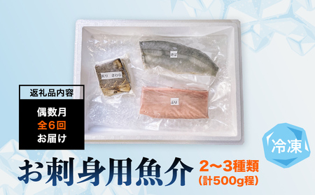 【偶数月 全6回 定期便】氷見漁港で競り落としたお刺身詰め合わせセット 〈冷凍〉　| 　刺身セット 鮮魚 詰め合わせ 富山湾 海の幸 魚介類 お魚 刺し身 さしみ 氷見漁港 柵 冷凍 瞬間凍結 隔月 