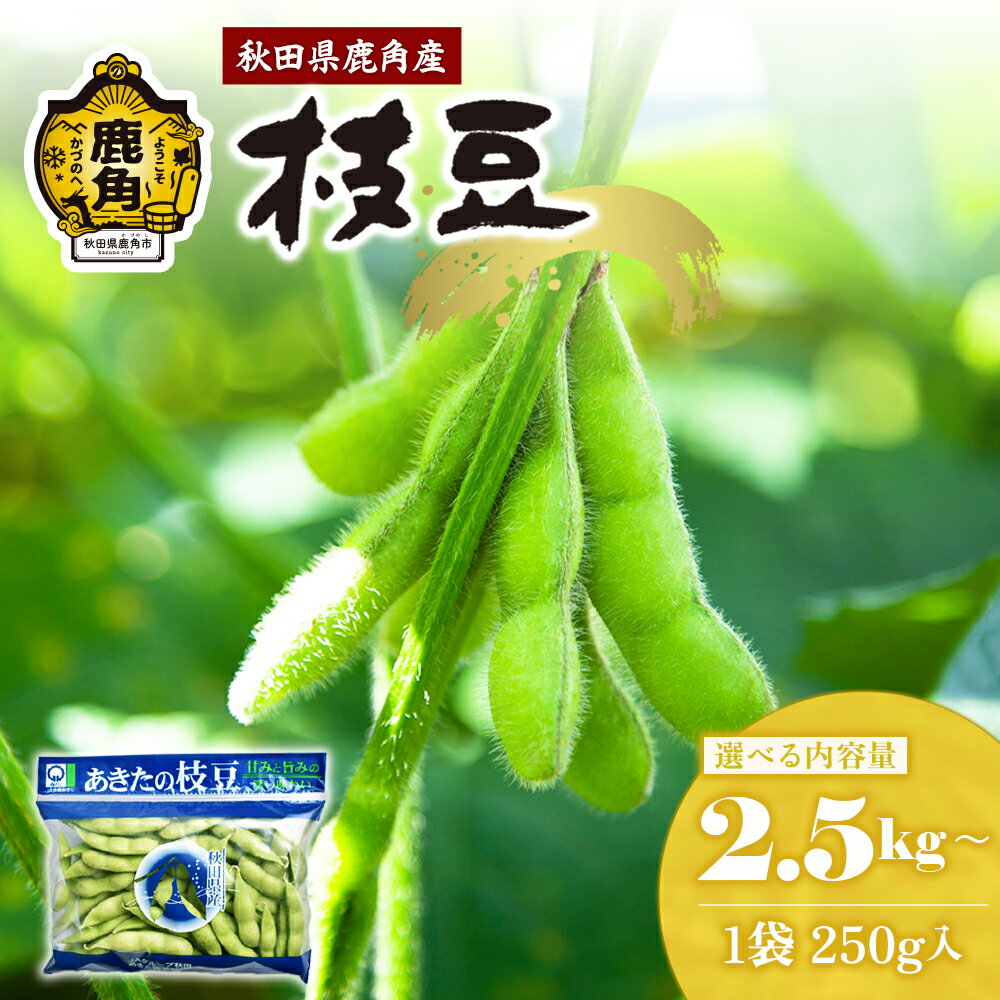 【ふるさと納税】《 先行予約 》 枝豆 2.5kg / 5kg 秋田県特別栽培農法 1袋 250g 採れたて えだまめ 小分け 10袋 20袋 選べる内容量 えだ豆 産地直送 農家直送 旬 新鮮 甘い 県産 国産 秋田県 あきた 鹿角市 鹿角 送料無料 【トライズ】
