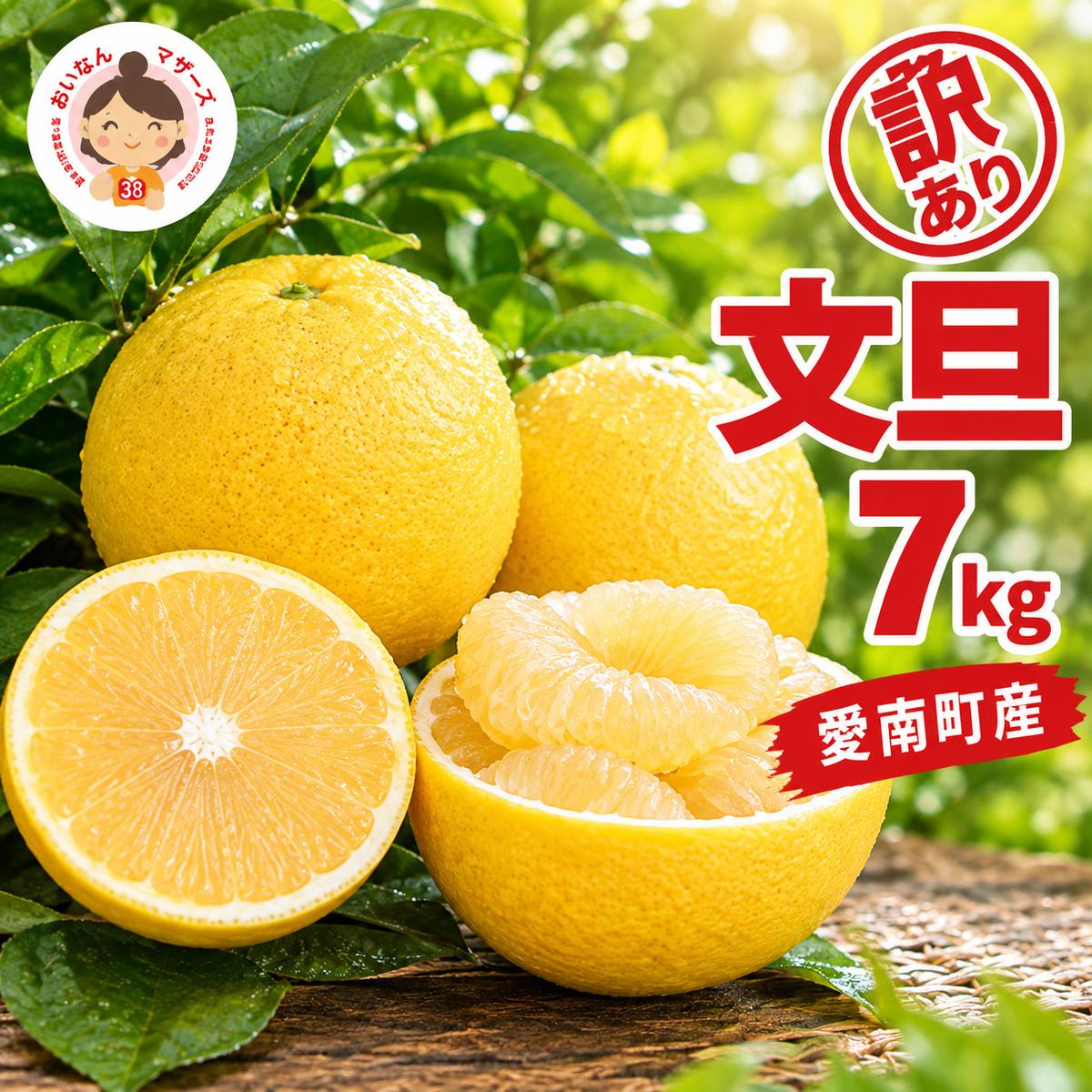 先行予約 訳あり 文旦 7kg （Mサイズ以上 サイズミックス） 7000円 ぶんたん みかん mikan 蜜柑 ミカン 家庭用 産地直送 国産 農家直送 減農薬 糖度 期間限定 数量限定 特産品 ゼリー ジュース アイス 人気 限定 甘い 果実 果肉 フルーツ 果物 柑橘 先行 事前 予約 受付 ビタミン 健康 美味しい おいしい ジューシー サイズ ミックス あいなんマザーズ 愛南町 愛媛県