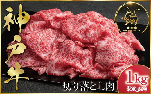 神戸牛 訳あり 切り落とし肉 1kg ＜500g×2P＞ (ASGS2S) 【申込急増・発送期日最長３～４か月前後】ふるさと納税 神戸牛 神戸ビーフ ブランド和牛 訳あり 訳アリ 部位 大きさ不揃い 1,000g 国産 和牛 切り落し 切落し 太田家 兵庫県 神戸 但馬 朝来 朝来市 新鮮