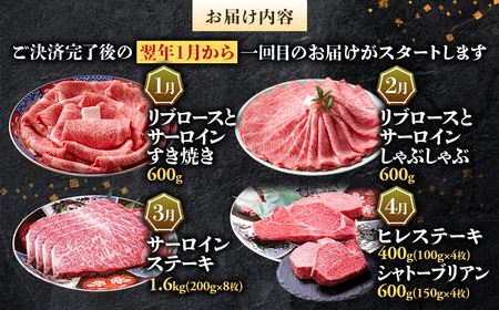 1月発送（冷凍）【定期便】極上 松阪牛 プレミアム満喫コース 全12回 