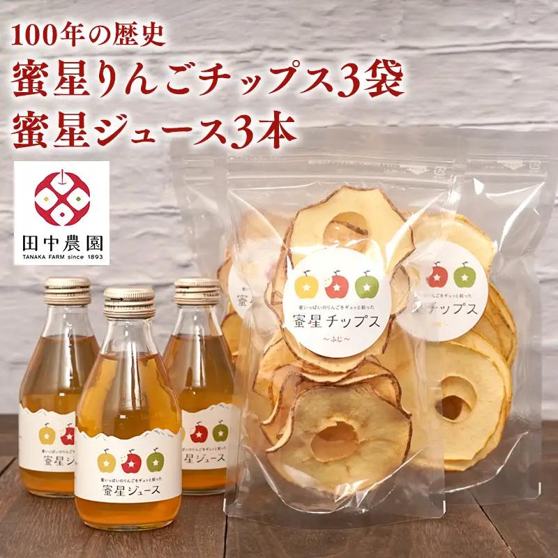  蜜星 りんごチップス 25g×3袋 りんごジュース 180ml×3本 セット りんご