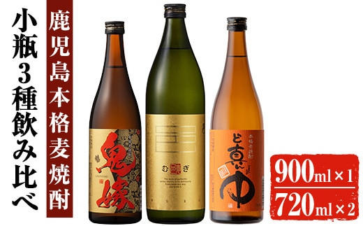 
										
										岩川醸造 本格麦焼酎 飲み比べ小瓶×3本！(麦焼酎の邑 900ml、ど真ん中・鬼嫁 各720ml) 麦焼酎 お酒 飲み比べ【大隅家】A329-v01
									