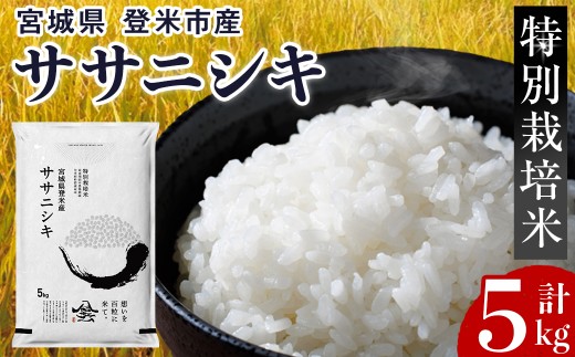 【14営業日以内に発送予定】≪令和7年産≫ 特別栽培米 ササニシキ 5kg (5kg×1袋)  登米市産 お米 おこめ 米 コメ ささにしき 白米 ご飯 ごはん おにぎり お弁当 【登米ライスサービス株式会社】tm156