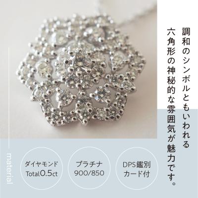 ふるさと納税 甲府市 [MADE IN KOFU]PT900/PT850 六角形レースモチーフダイヤネックレスTI-829 |  | 01