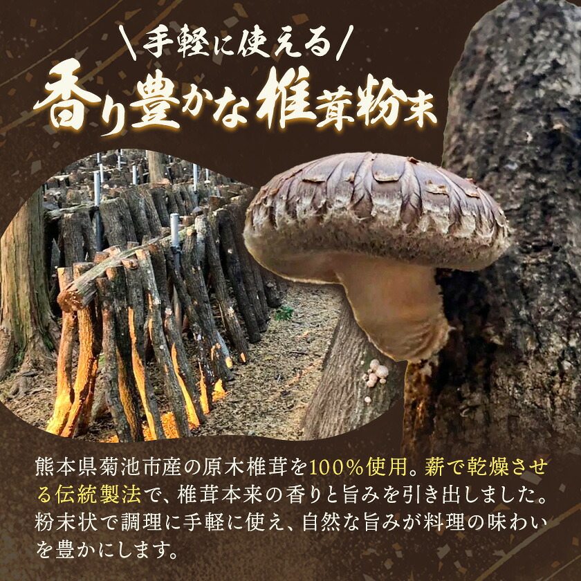 万能だし 椎茸粉 100g 1袋 熊本県菊池産 原木椎茸100% 腸内免疫 合同会社くまもとごはん《30日以内に出荷予定(土日祝除く)》椎茸 しいたけ きのこ 粉末 出汁 調味料 熊本県産 九州産 送
