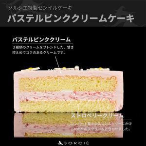 【着日指定可】クリスマスケーキ センイルケーキ  4号 直径13.5cm 2人～4人分 285g 【クリスマス飾り付】【パステルピンク】 スイーツ ギフト | デザート ケーキ お菓子 洋菓子 冷凍 