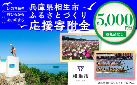 
【返礼品なし】兵庫県相生市への寄付（5,000円分）
