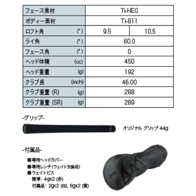 AKIRA 23ADR PLATINUM 9.5 R/SR　AKIRA ORIGINAL by FUJIKURA SPEEDER 【 アキラ 23年モデル ドライバー 9.5° 適合モデル ゴルフクラ