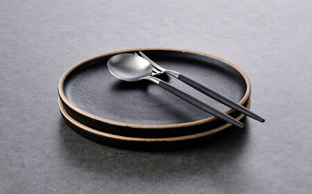 【波佐見焼】テラコッタ・BLACK プレートM 2枚セット【利左エ門窯】[QB66]