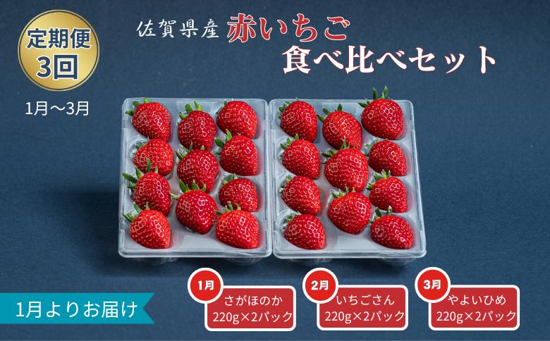 【定期便3回】赤いちご食べ比べ（1月?3月発送）：B275-005