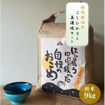 ふるさと納税 多治見市 【令和7年産:精米】特別栽培米コシヒカリ(9kg)+【美濃焼】青輝貫入煎茶(2個)