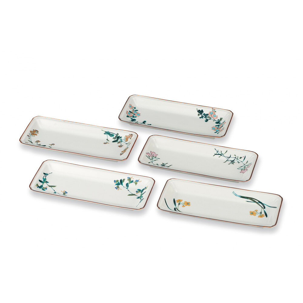 【ふるさと納税】8号皿揃　五草絵変わり 民芸品 工芸品 雑貨 食器 角皿 お皿 プレート キッチン雑貨 キッチン用品