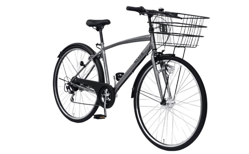 STYLE KIX  カゴ付きクロスバイク276 ガンメタ【27型 自転車 完成品 組み立て不要 アウトドア サイクリング じてんしゃ 通勤 通学 新生活】 099X341