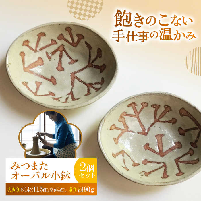 【ふるさと納税】みつまたオーバル小鉢2個セット 陶器 うつわ お皿 オーバル型 食器 皿 器 小鉢 手作り 手仕事 取り皿 ペア 神奈川 横須賀【うつわの行方】[AKGG004]