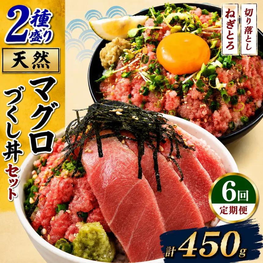 【定期便6回】天然マグロ づくし丼 2種盛り 合計450g 簡易包装 | 清幸丸水産 ネギトロ 切り落とし 鮪